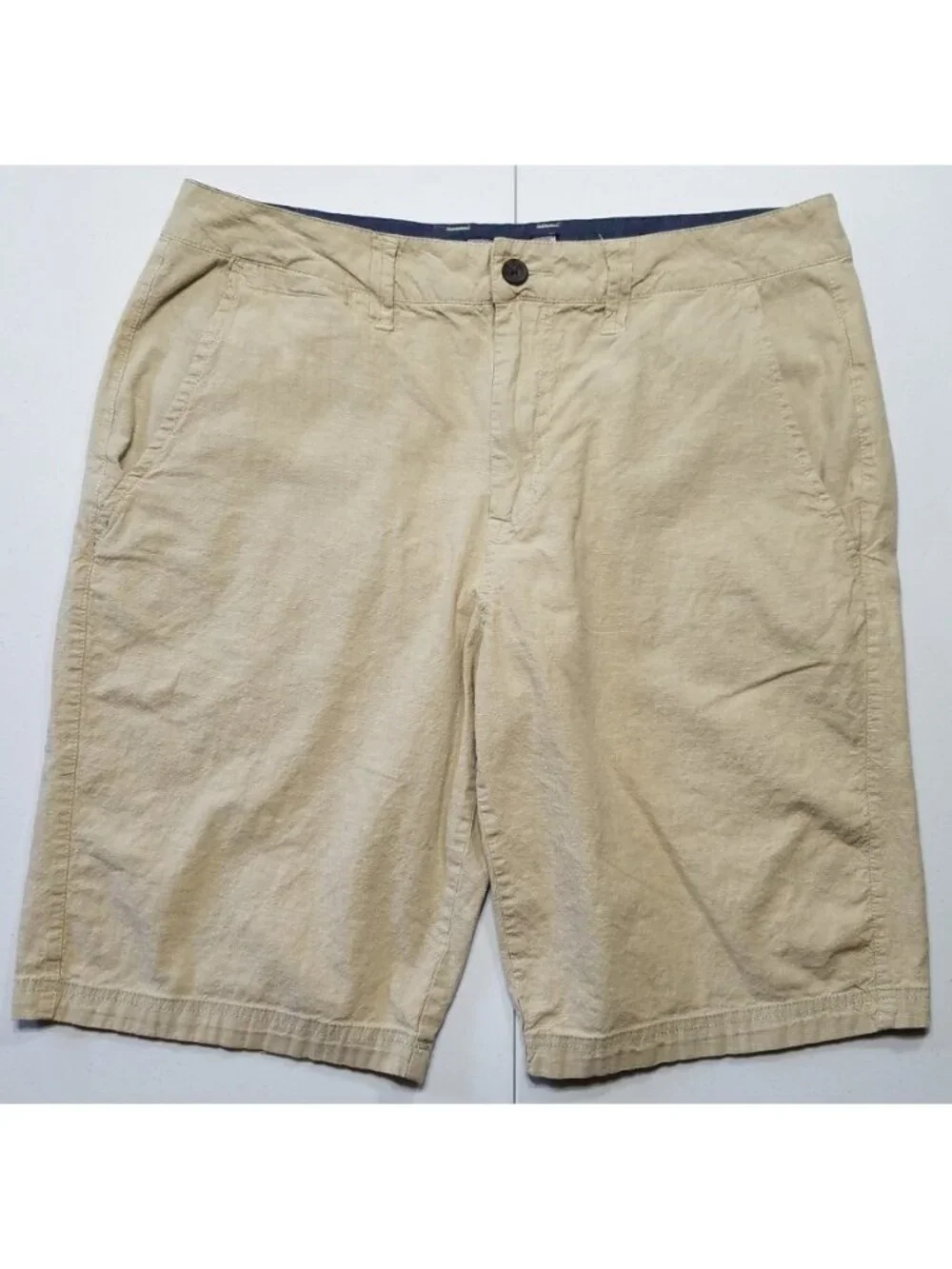 Flag & Anthem Flat Front Stretch Khaki Chino Casual Dress Shorts Men's Size 33